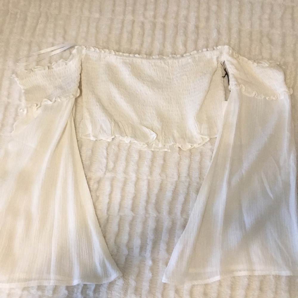 Cotton Candy LA off the shoulder crop top